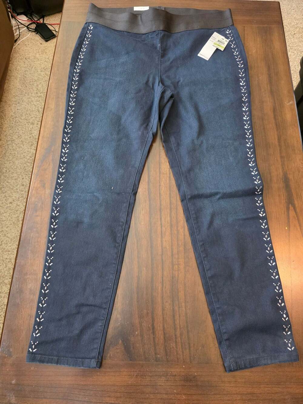 Style & Co Denim Woman Pull On Mid Rise Embellished Jeggings Size 18W